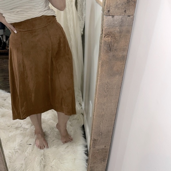 Jag Jeans Elegant Brown faux suede midi Skirt size large - Picture 3 of 5
